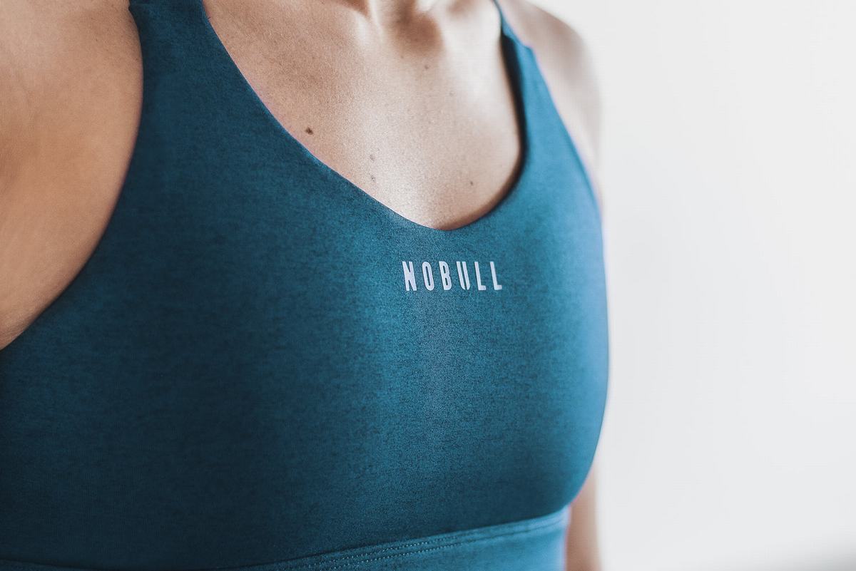 Nobull Pace Plush Heather Women's Sports Bras Turquoise | Australia (GY3725)